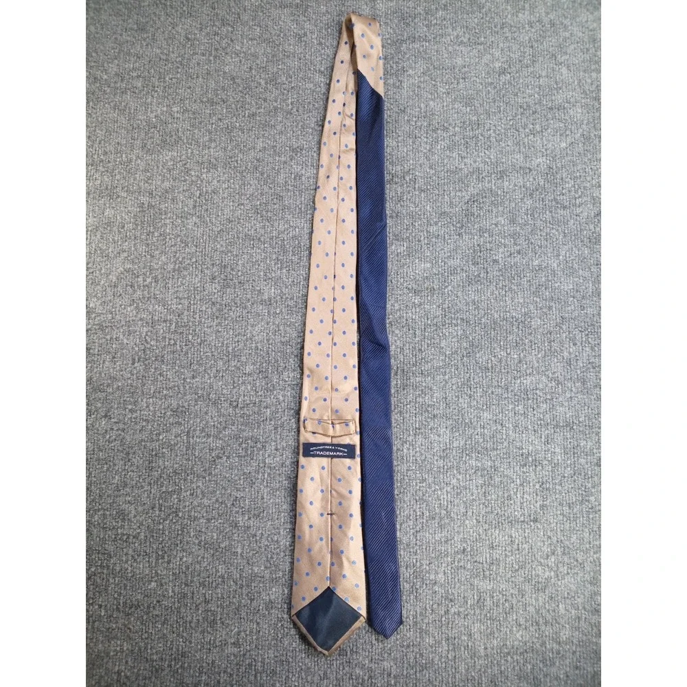 Roundtree & Yorke Trademark Blue Champagne Polka Dot Men's Silk Blend Necktie